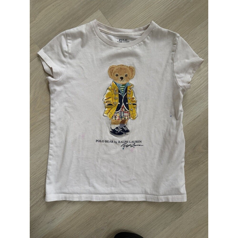 Polo Ralph Lauren Polo Bear T-Shirt Kids 6X/6 Extra Cream Graphic Tee Kidcore